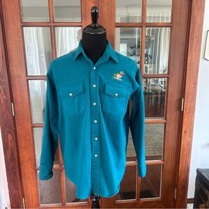 Vintage 1970's or 1980's Embroidered Duck Button Shirt